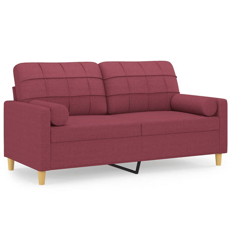 Vidaxl tweezitsbank met sierkussens 140 cm stof wijnrood