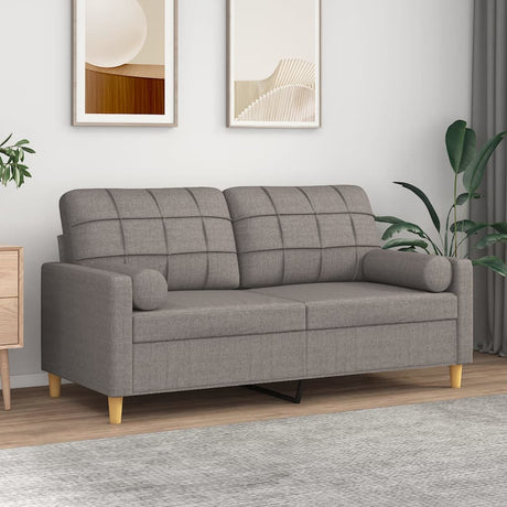 Vidaxl tweezitsbank met sierkussens 140 cm stof taupe