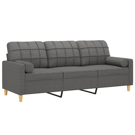 Vidaxl driezitsbank met sierkussens 180 cm stof donkergrijs