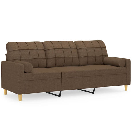 Vidaxl driezitsbank met sierkussens 180 cm stof bruin