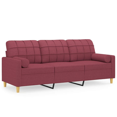 Vidaxl driezitsbank met sierkussens 180 cm stof wijnrood