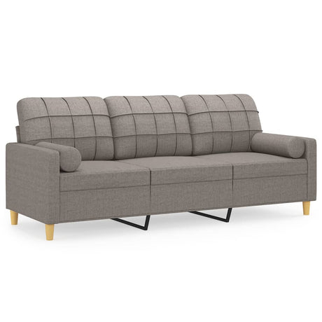 Vidaxl driezitsbank met sierkussens 180 cm stof taupe