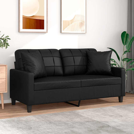 Vidaxl tweezitsbank met sierkussens 140 cm kunstleer zwart