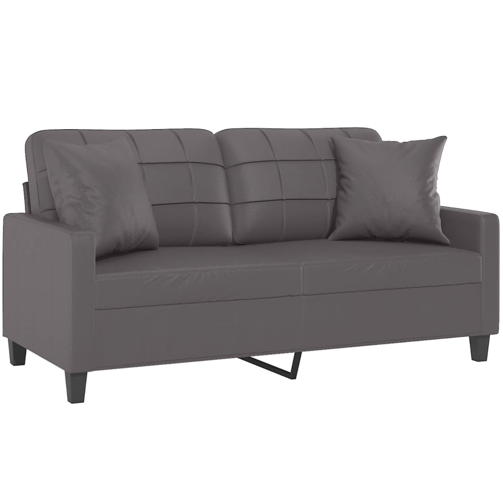 Vidaxl tweezitsbank met sierkussens 140 cm kunstleer grijs
