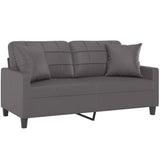 Vidaxl tweezitsbank met sierkussens 140 cm kunstleer grijs
