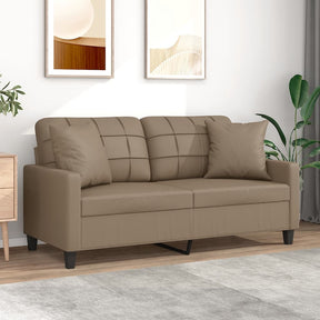 Vidaxl tweezitsbank met sierkussens 140 cm kunstleer cappuccinokleurig
