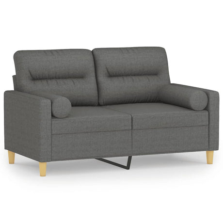 Vidaxl tweezitsbank met sierkussens 120 cm stof donkergrijs