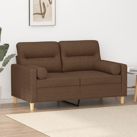 Vidaxl tweezitsbank met sierkussens 120 cm stof bruin