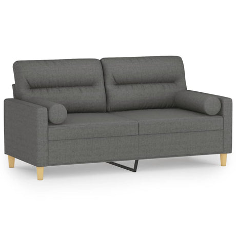 Vidaxl tweezitsbank met sierkussens 140 cm stof donkergrijs