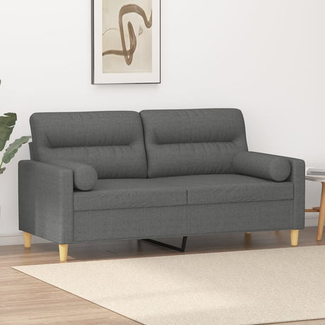 Vidaxl tweezitsbank met sierkussens 140 cm stof donkergrijs