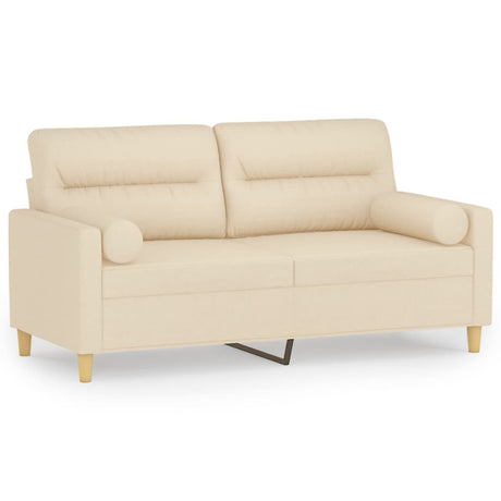 Vidaxl tweezitsbank met sierkussens 140 cm stof crèmekleurig