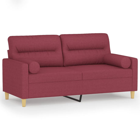 Vidaxl tweezitsbank met sierkussens 140 cm stof wijnrood