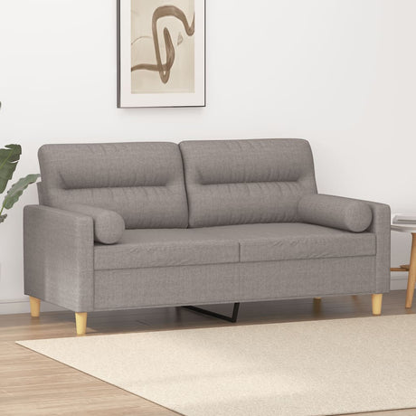 Vidaxl tweezitsbank met sierkussens 140 cm stof taupe