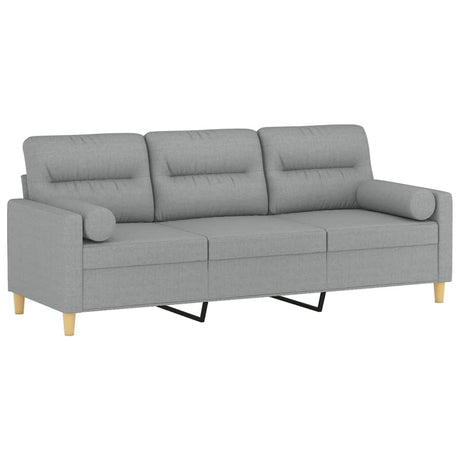 Vidaxl driezitsbank met sierkussens 180 cm stof lichtgrijs