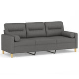 Vidaxl driezitsbank met sierkussens 180 cm stof donkergrijs