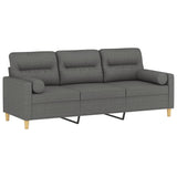 Vidaxl driezitsbank met sierkussens 180 cm stof donkergrijs