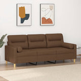 Vidaxl driezitsbank met sierkussens 180 cm stof bruin