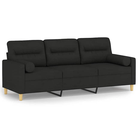 Vidaxl driezitsbank met sierkussens 180 cm stof zwart