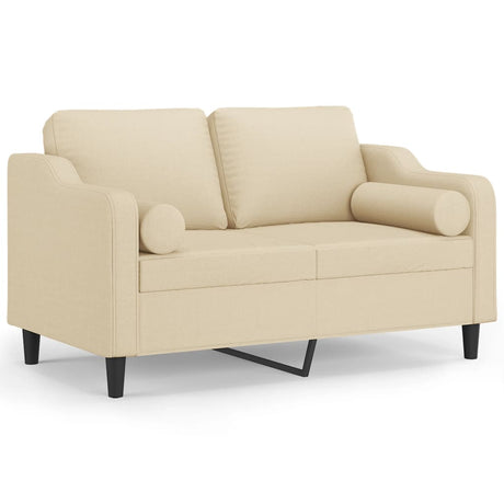 Vidaxl tweezitsbank met sierkussens 120 cm stof crèmekleurig