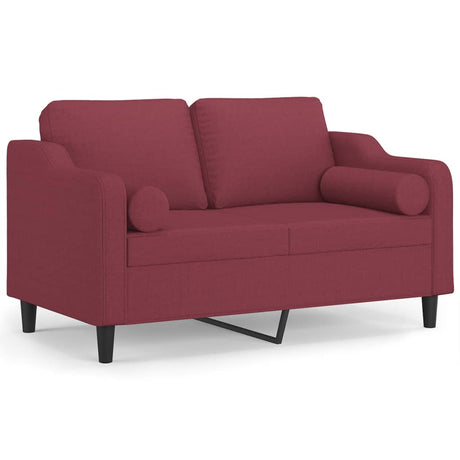 Vidaxl tweezitsbank met sierkussens 120 cm stof wijnrood