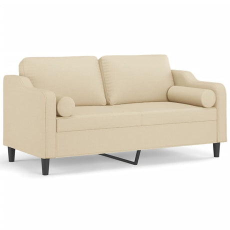 Vidaxl tweezitsbank met sierkussens 140 cm stof crèmekleurig