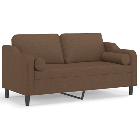 Vidaxl tweezitsbank met sierkussens 140 cm stof bruin