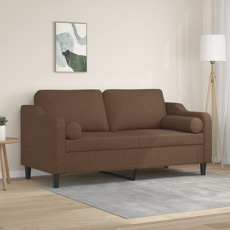Vidaxl tweezitsbank met sierkussens 140 cm stof bruin