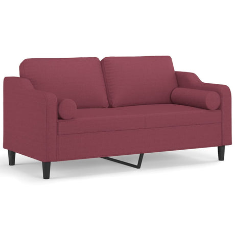 Vidaxl tweezitsbank met sierkussens 140 cm stof wijnrood
