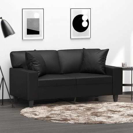 Vidaxl tweezitsbank met sierkussens 120 cm kunstleer zwart