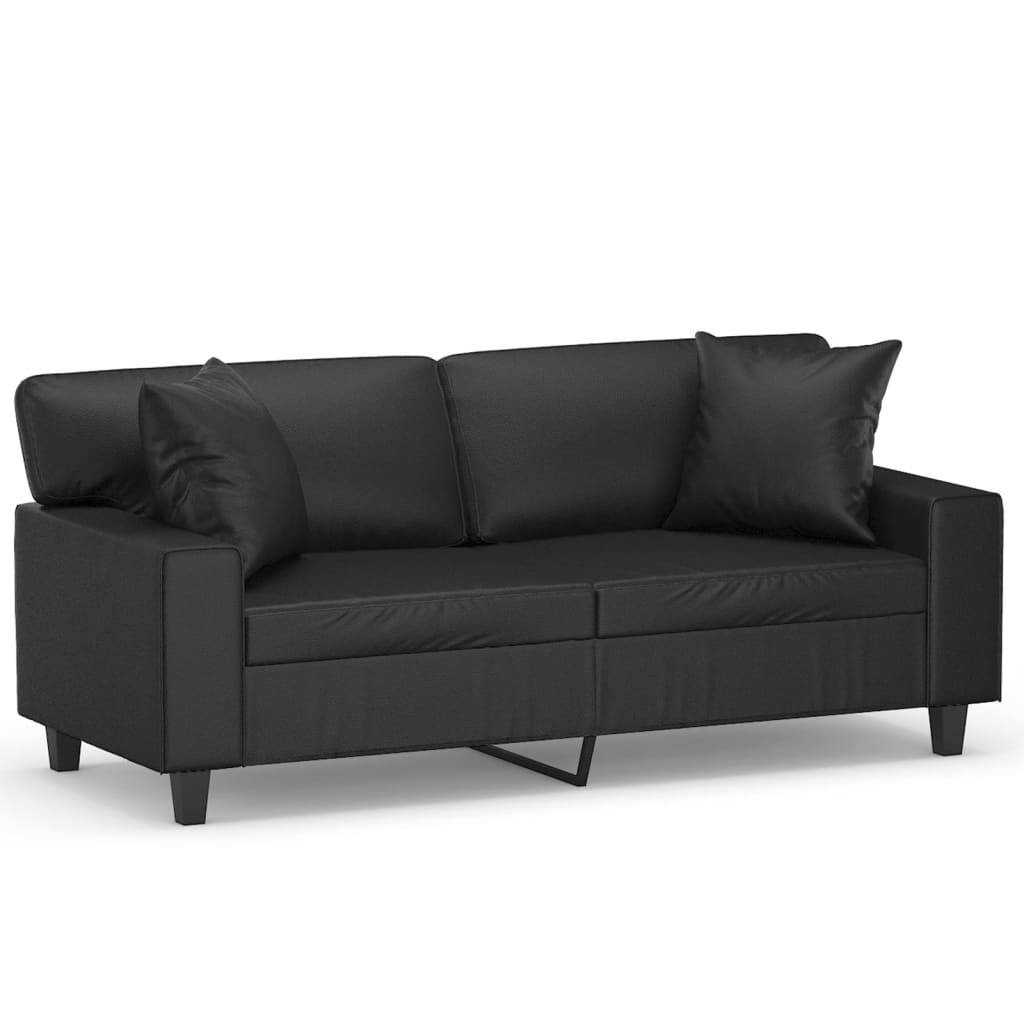 Vidaxl tweezitsbank met sierkussens 140 cm kunstleer zwart