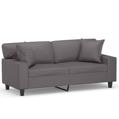 Vidaxl tweezitsbank met sierkussens 140 cm kunstleer grijs