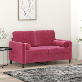 Vidaxl tweezitsbank met sierkussens 120 cm fluweel wijnrood