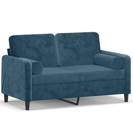 Vidaxl tweezitsbank met sierkussens 120 cm fluweel blauw