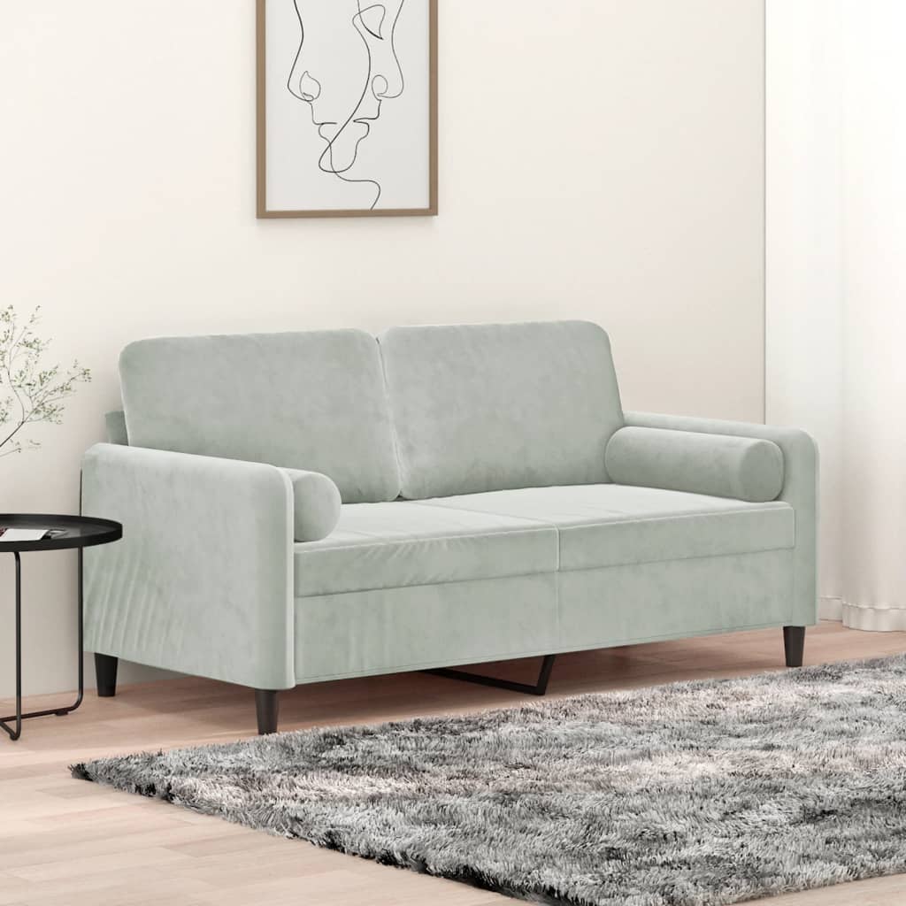 Vidaxl tweezitsbank met sierkussens 140 cm fluweel lichtgrijs