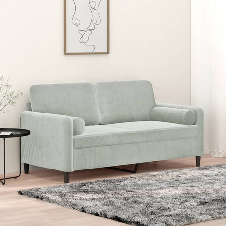 Vidaxl tweezitsbank met sierkussens 140 cm fluweel lichtgrijs