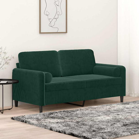 Vidaxl tweezitsbank met sierkussens 140 cm fluweel donkergroen
