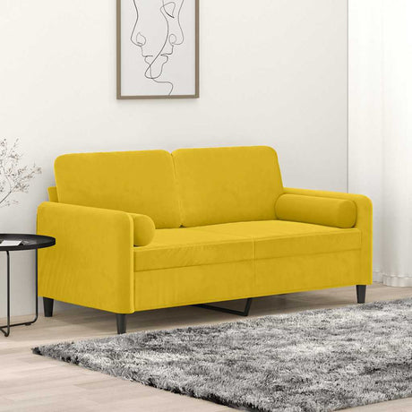 Vidaxl tweezitsbank met sierkussens 140 cm fluweel geel