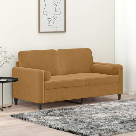 Vidaxl tweezitsbank met sierkussens 140 cm fluweel bruin