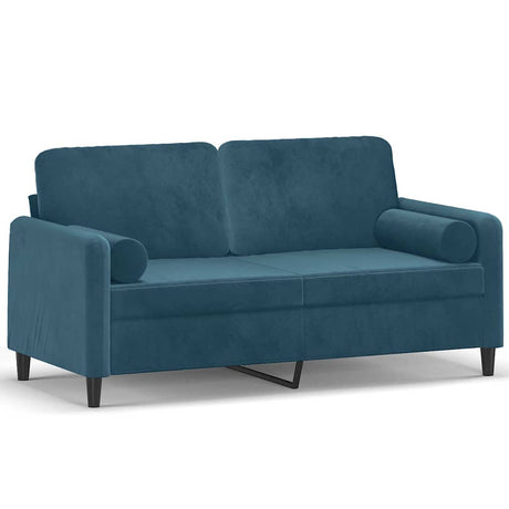 Vidaxl tweezitsbank met sierkussens 140 cm fluweel blauw