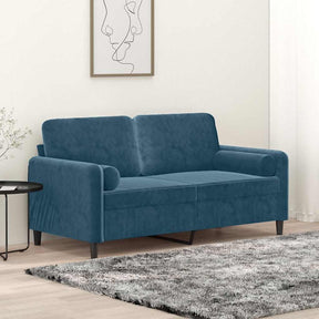 Vidaxl tweezitsbank met sierkussens 140 cm fluweel blauw