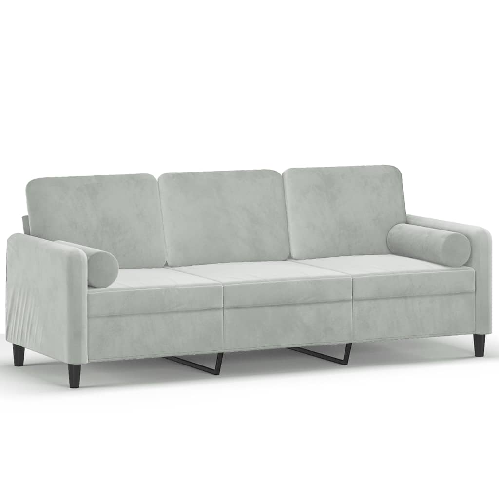 Vidaxl driezitsbank met sierkussens 180 cm fluweel lichtgrijs