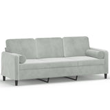 Vidaxl driezitsbank met sierkussens 180 cm fluweel lichtgrijs
