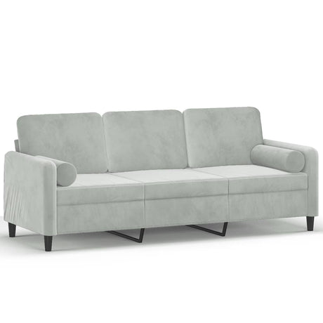 Vidaxl driezitsbank met sierkussens 180 cm fluweel lichtgrijs