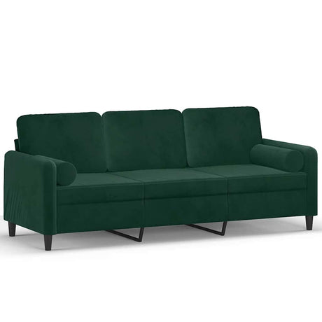 Vidaxl driezitsbank met sierkussens 180 cm fluweel donkergroen