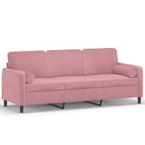 Vidaxl driezitsbank met sierkussens 180 cm fluweel roze