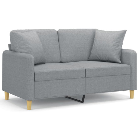 Vidaxl tweezitsbank met sierkussens 120 cm stof lichtgrijs