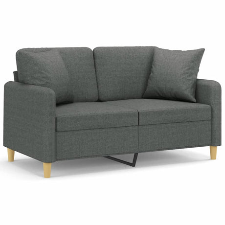 Vidaxl tweezitsbank met sierkussens 120 cm stof donkergrijs