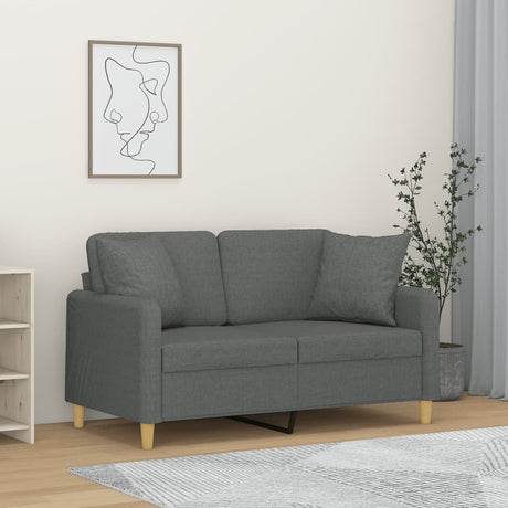 Vidaxl tweezitsbank met sierkussens 120 cm stof donkergrijs