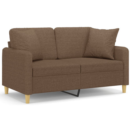 Vidaxl tweezitsbank met sierkussens 120 cm stof bruin