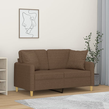 Vidaxl tweezitsbank met sierkussens 120 cm stof bruin